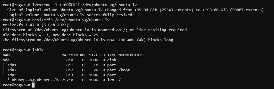 Ubuntu扩展根分区剩余空间